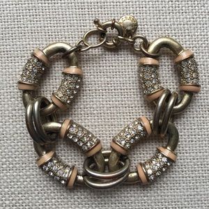 J. Crew Peach Bracelet Gold and Rhinestones